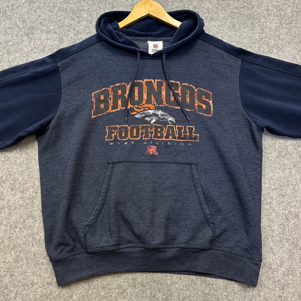 Vintage 90s Denver Broncos NFL Team Apparel Hoodie Mens XL West Division Blue - Picture 3 of 8